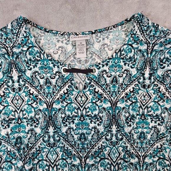 Catherines Top Women's 3X Multicolor Paisley Peek A Boo Shoulder Half Sleeve - Picture 3 of 9